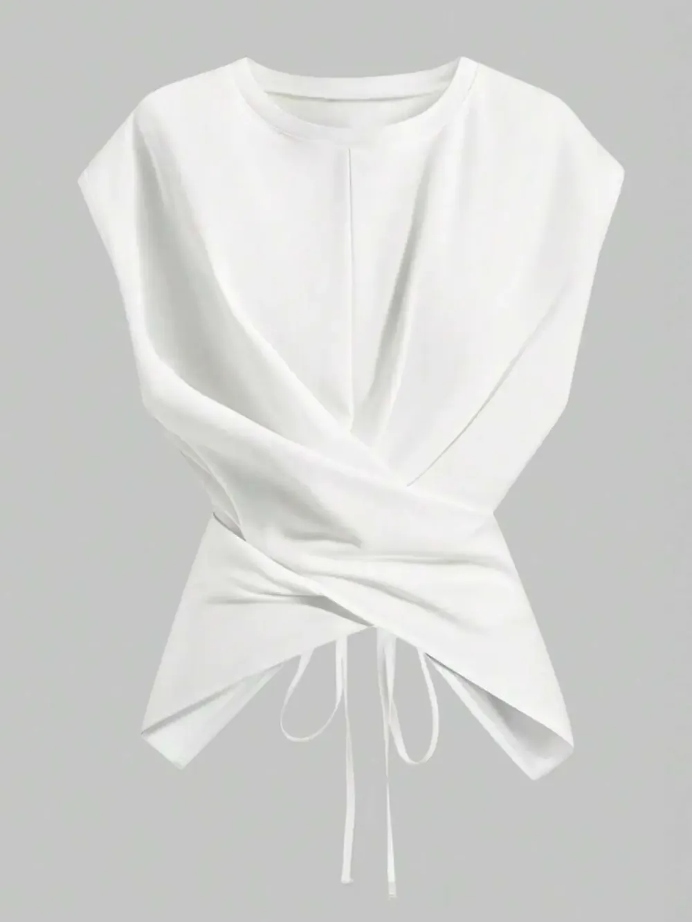 Women's Knitted Round Neck Drop Shoulder Sleeve T-Shirt