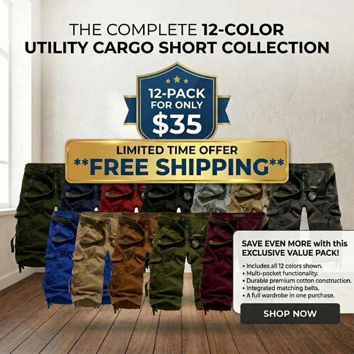 Men's Korean Style Multi-Pocket Cargo Shorts Fashion Trend Multi-Pocket Mid-Length Shorts