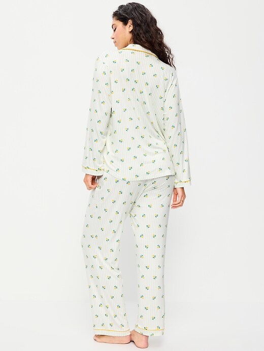Sunday Sleep Knit Jersey Pant Set Yellow Floral