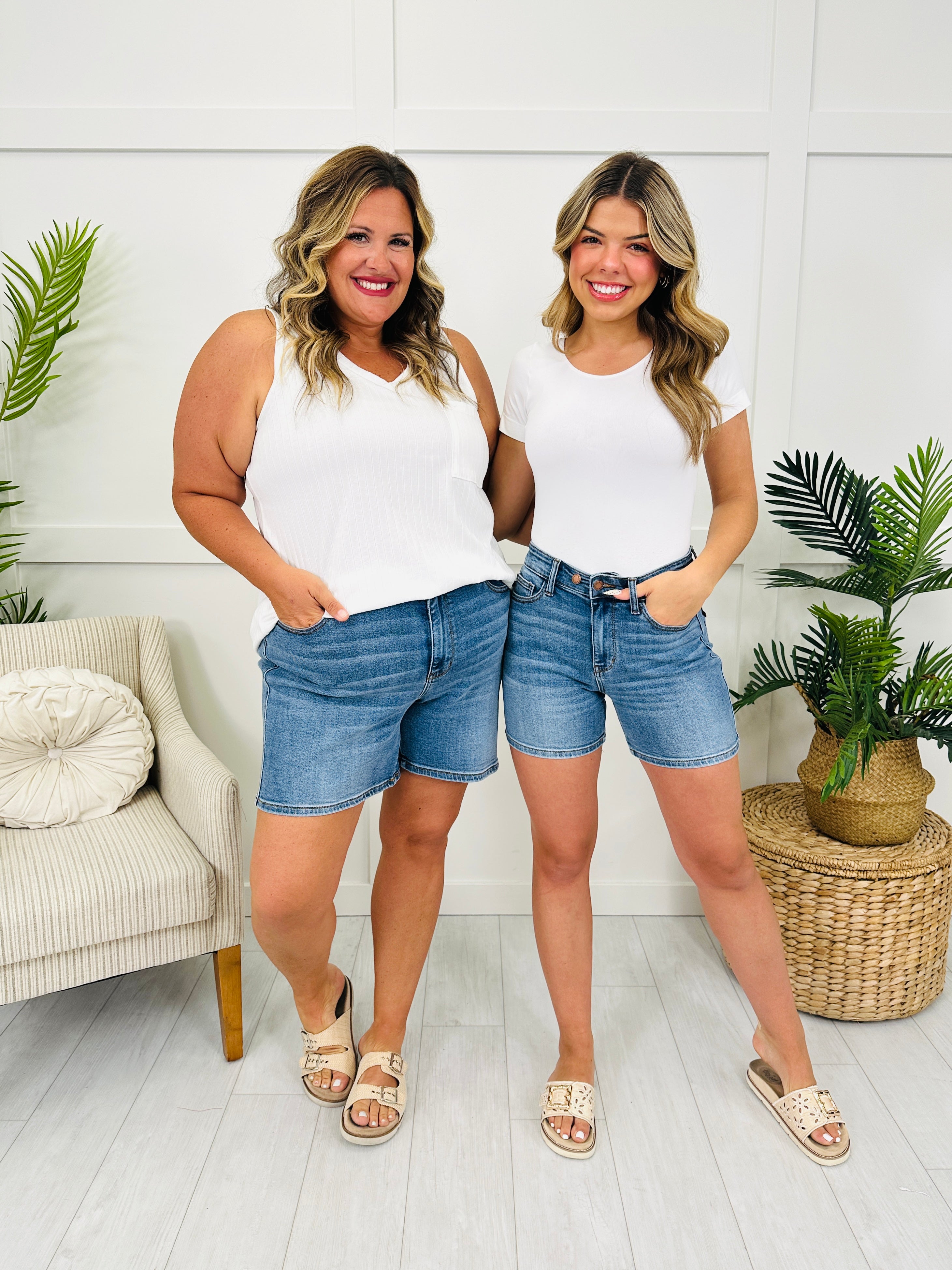 Judy Blue Twice As Nice Double Button Dad Shorts