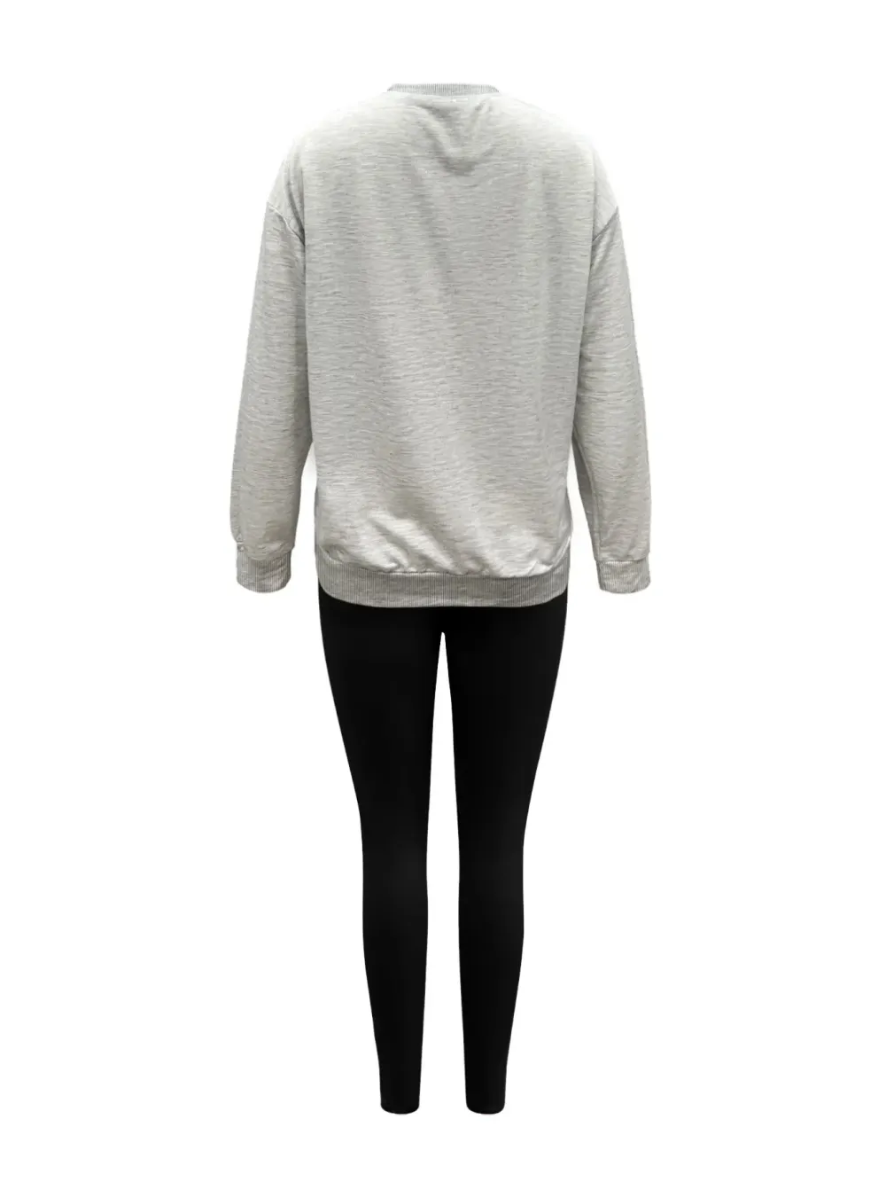 Women's 2-Piece Sweatshirt Set, Ny Letter Print, Round Neck Long Sleeve, Long Pants, Casual Fall Winter, Fitted Style