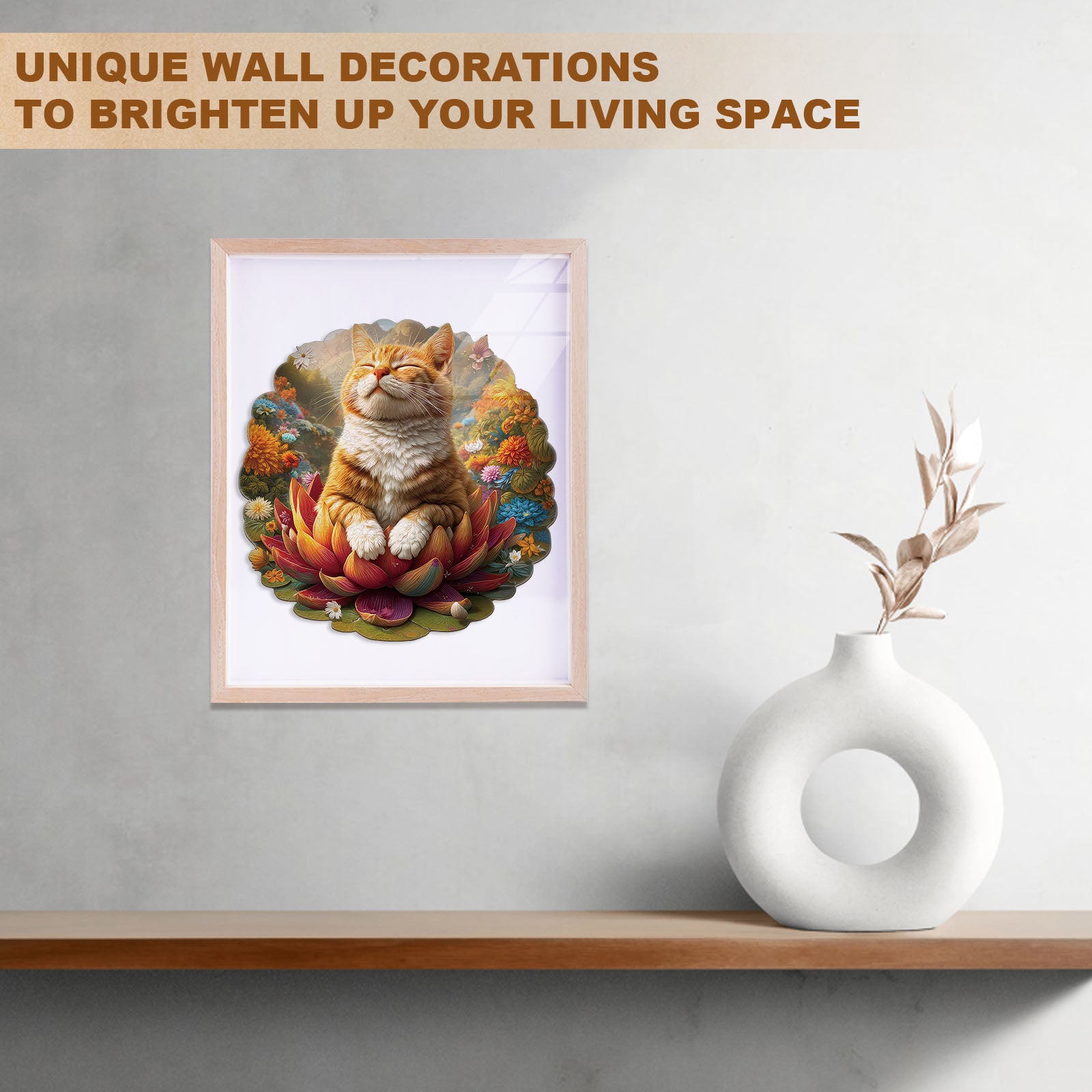 Meditating Cat Wooden Jigsaw Puzzle