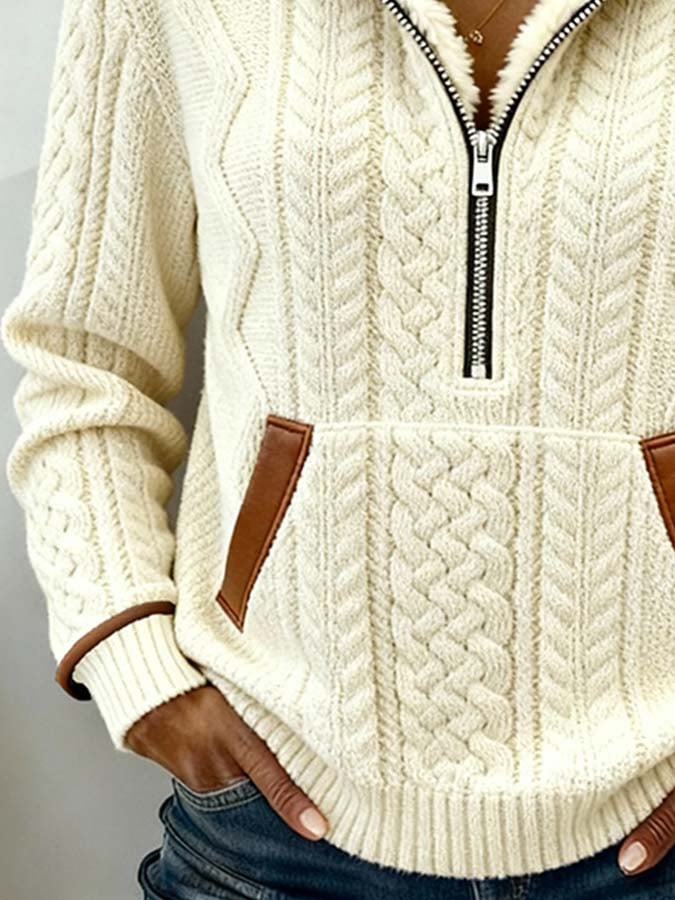 Women'S Casual Color-Blocked Hooded Sweater