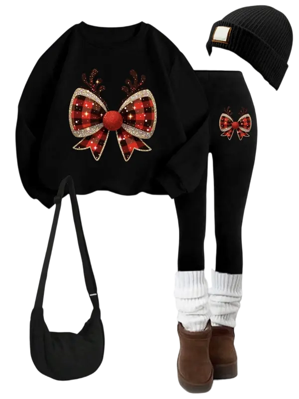 Women's Christmas Pattern Sweatshirt Set