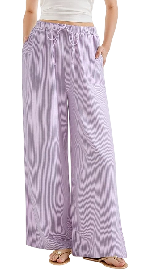 Women’s Wide Leg Linen Palazzo Pants – High Waist Lounge Pants with Pockets