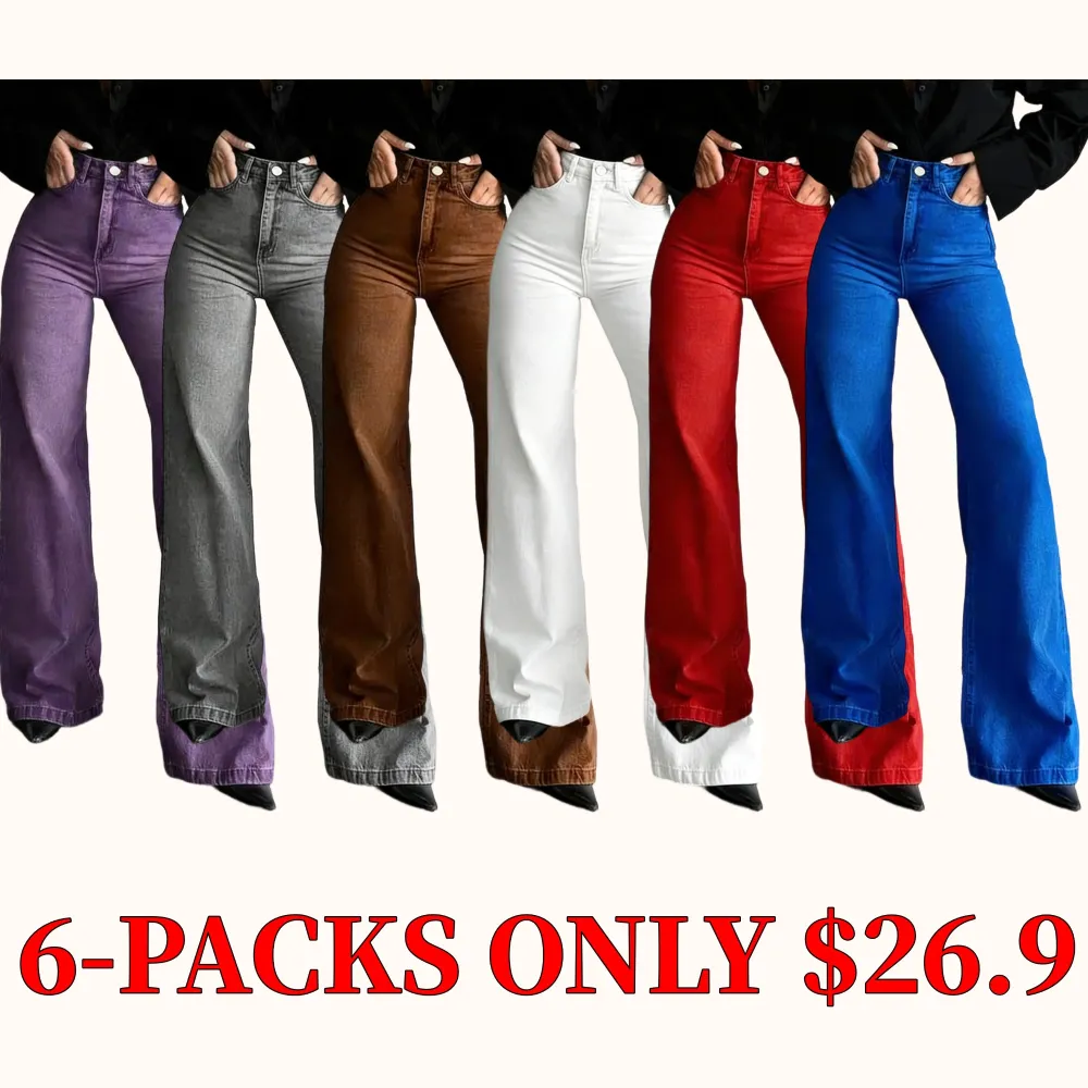 Women's wide-leg jeans, high-waisted casual jeans