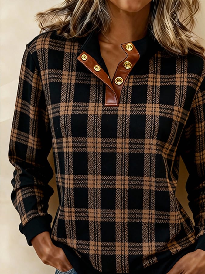 Women'S Casual Color Block Printed Pullover Sweatshirt
