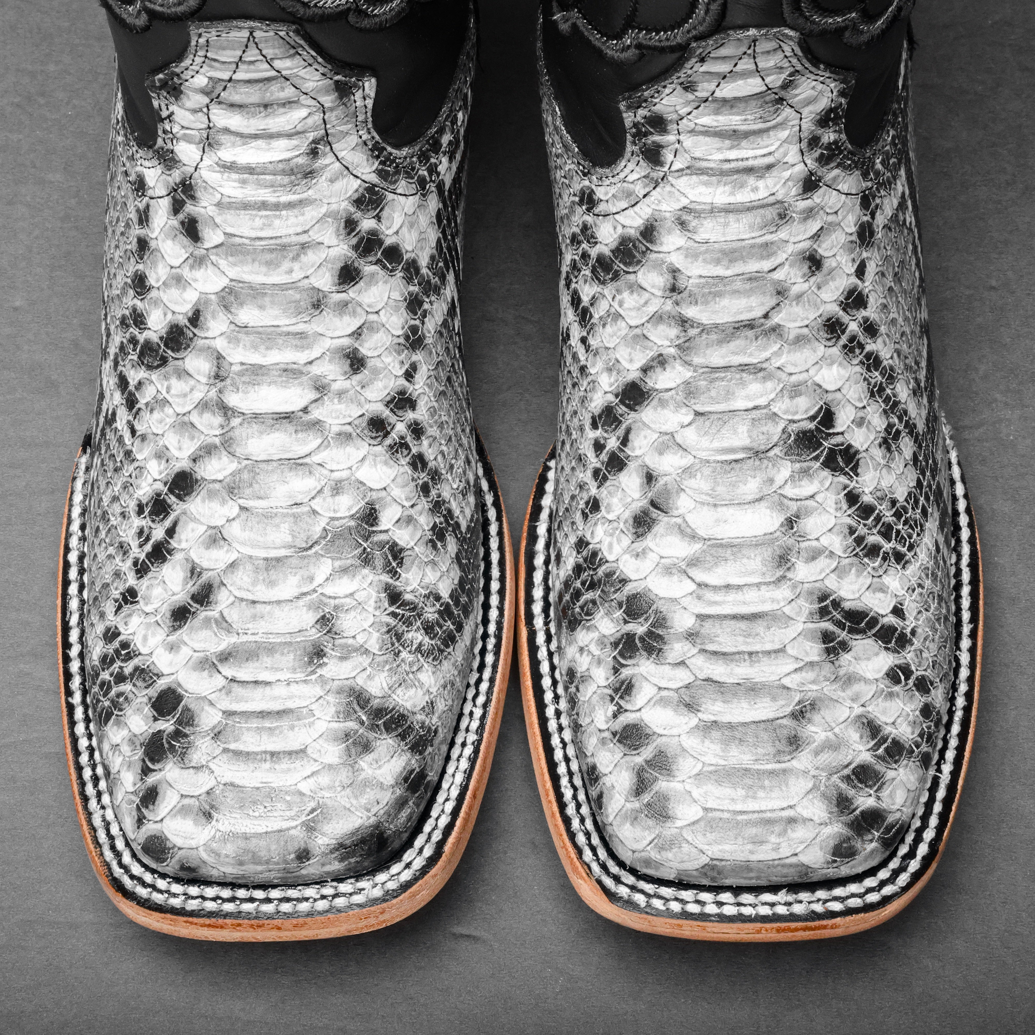 Natural Python Leather Boots - Square Toe