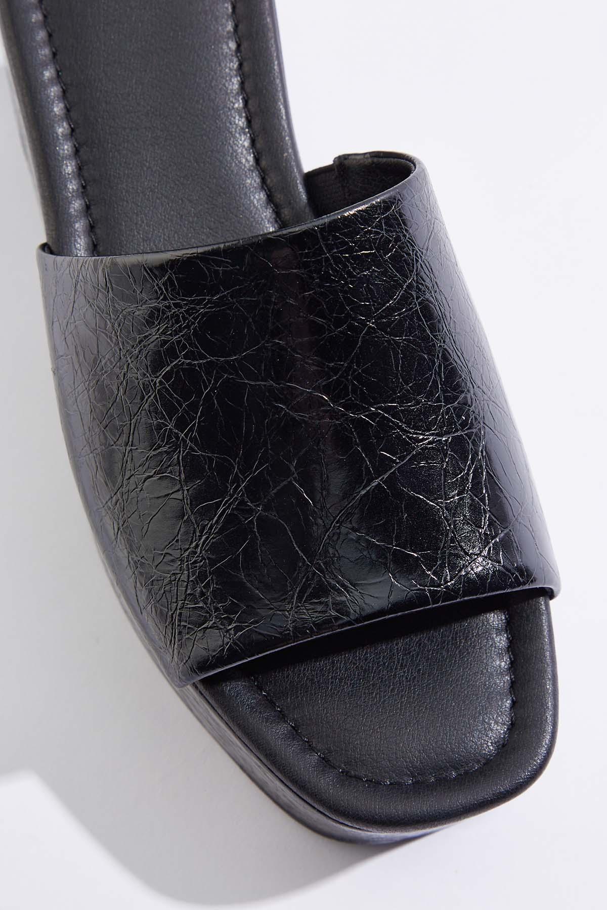 Crackle Faux Leather Platform Sandals