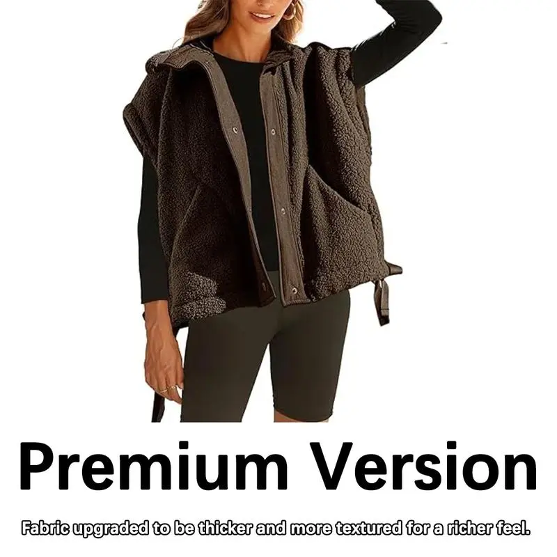 Women's Warm Fleece Vest Casual Sleeveless Button Down Sherpa Jacket