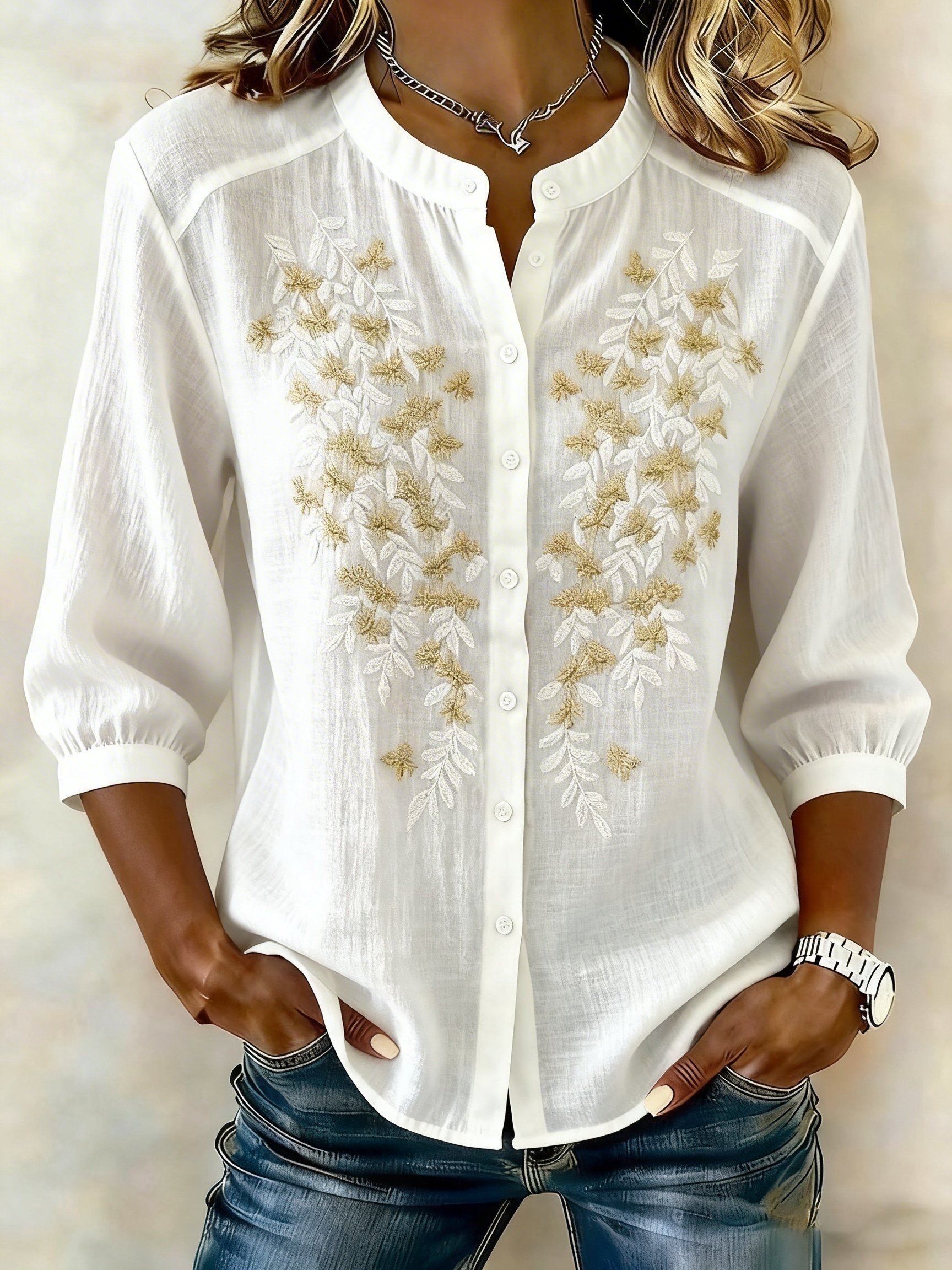 Women Embroidered Cotton Linen Tops- Fast Shipping