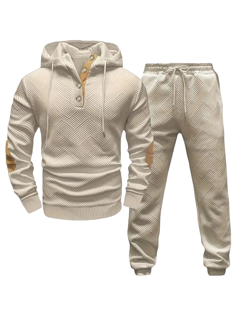 Men's knit jacquard sweatshirt and pants two-piece set