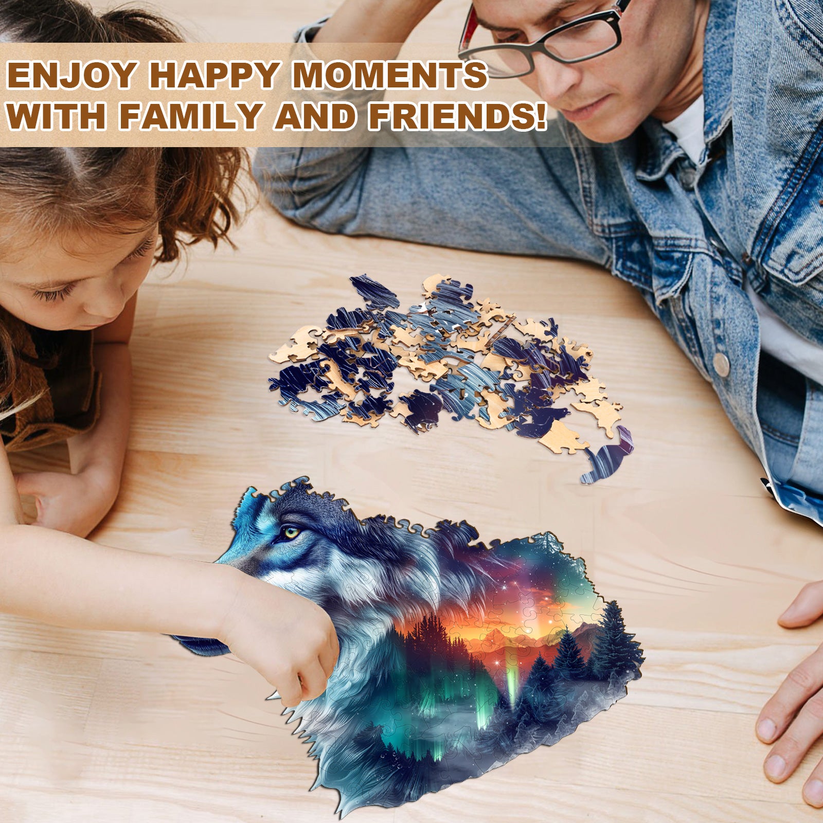 Aurora Wolf Wooden Jigsaw Puzzle