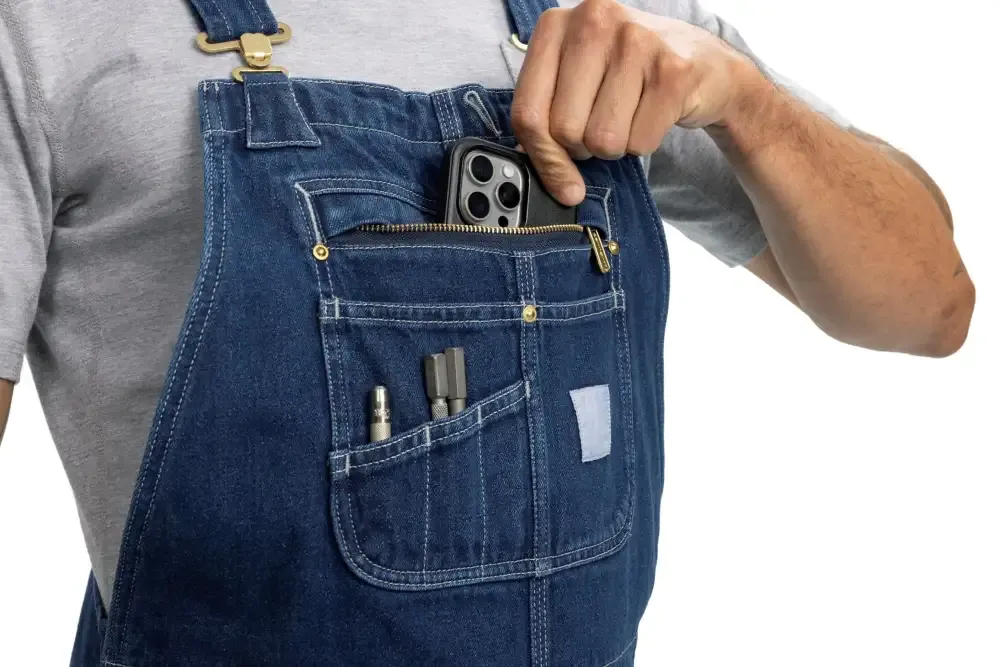 Men's Denim Bib Overalls, Workwear with Adjustable Straps and Convenient Tool Pockets