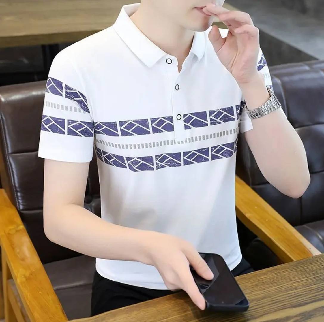 Men's Classic Fit Cotton Polo Shirt with Print