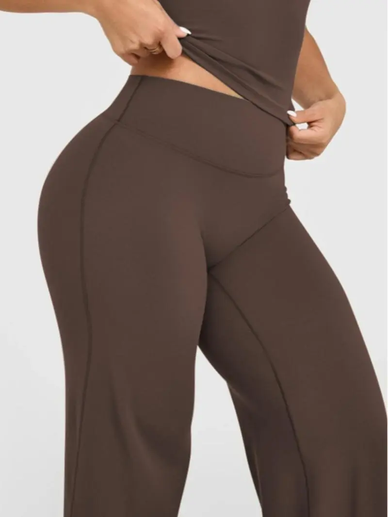 Women's Solid Color Sporty Yoga Pants, Casual Bottoms, Comfortable Flare Leggings