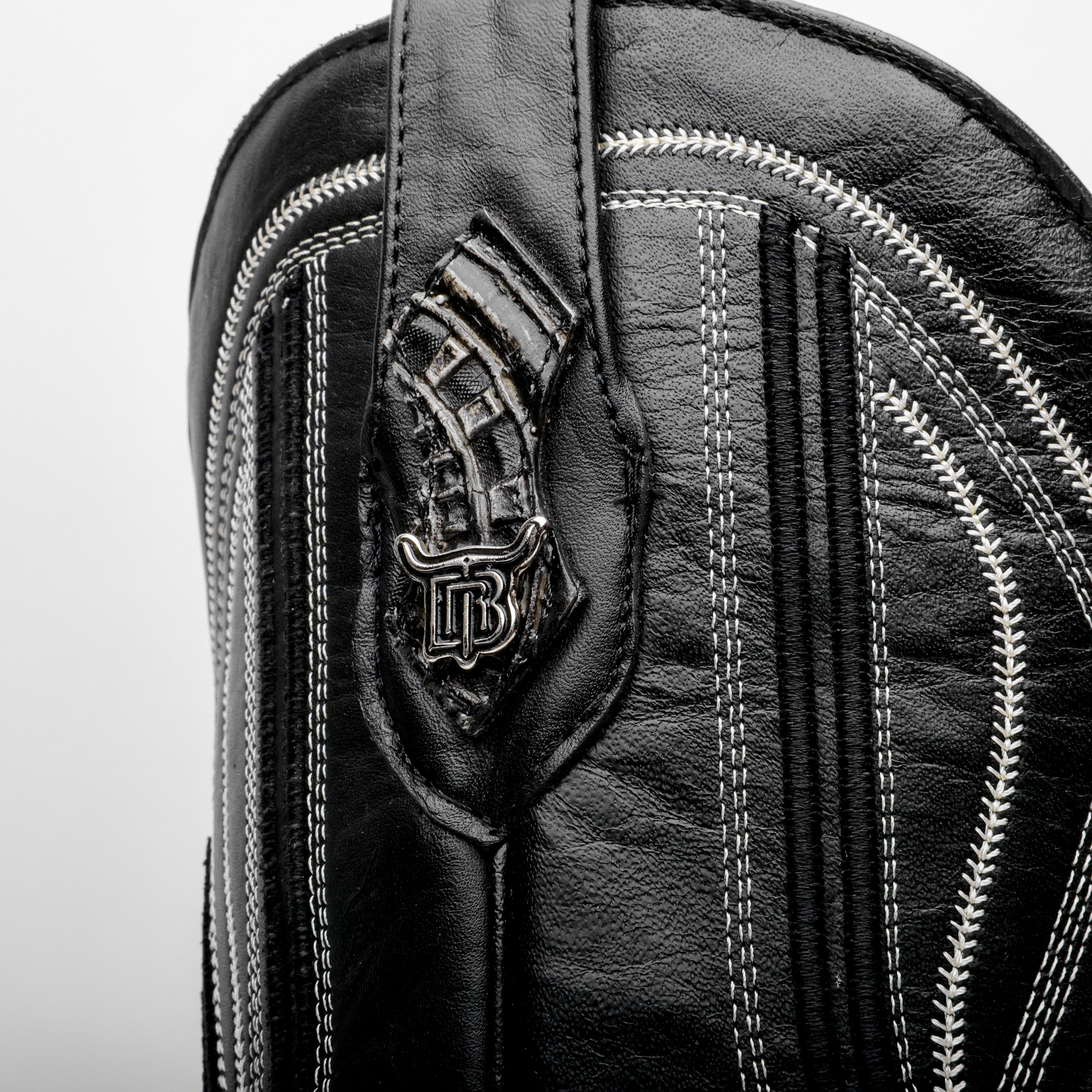 “Ace Of Spades” Grey/Black Leather Boots - Square Toe