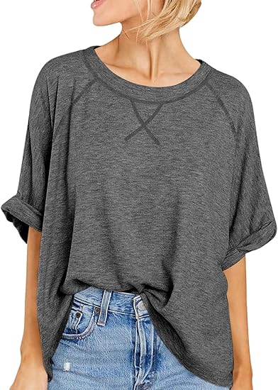 Womens Oversized Tshirts Casual Summer Tops Short Sleeve Loose Fit Tunic T Shirts