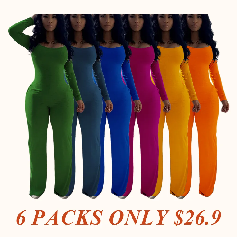 Women's Sexy Plain Long Sleeve Jumpsuit, Fall & Winter Fashion