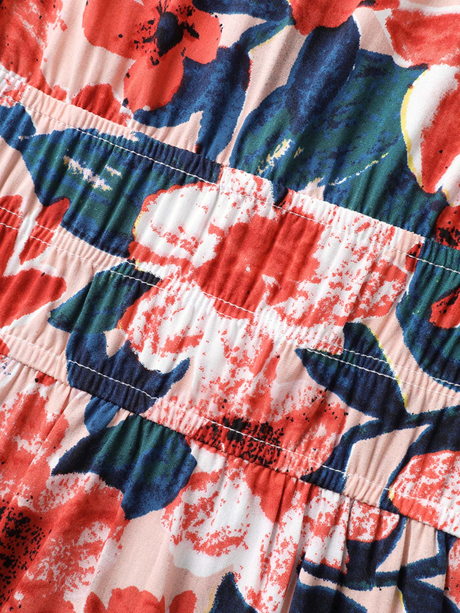 Floral Three-Layered Stretchy Waist Mini Dress