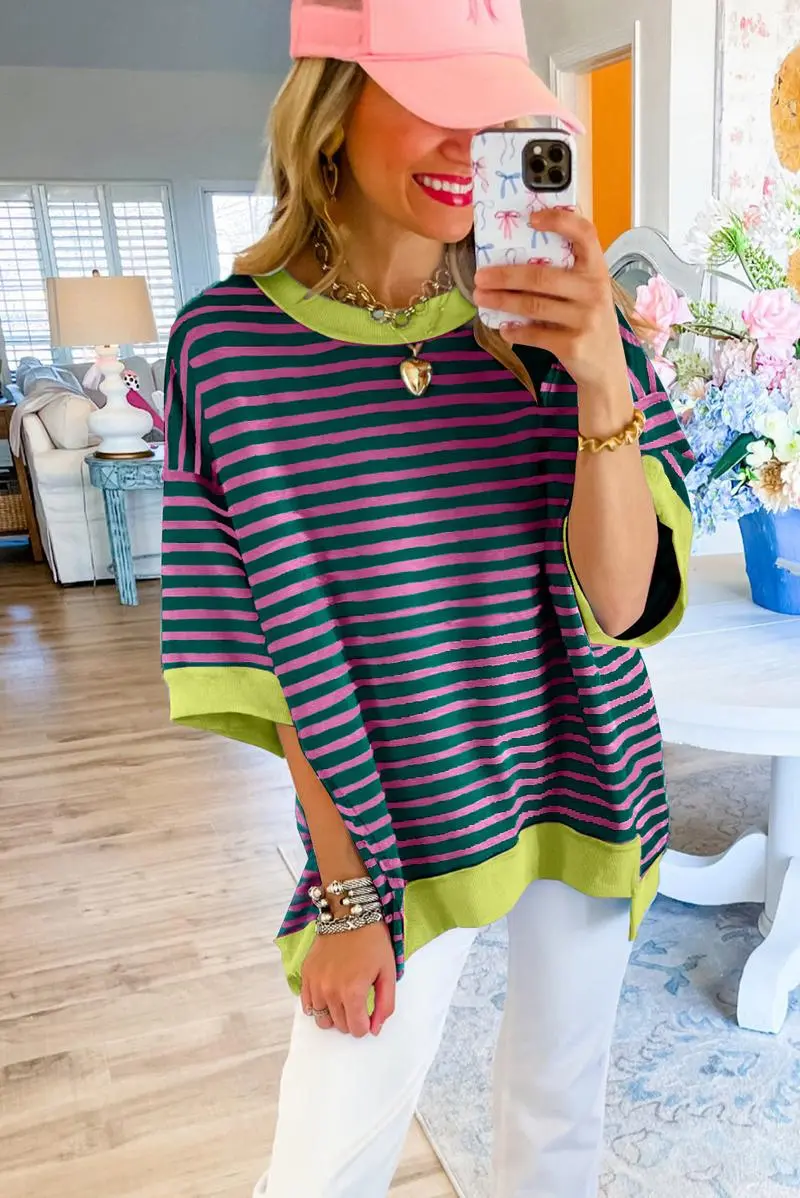Womens Oversized Striped Color Block Tees (Just $3 Each!)
