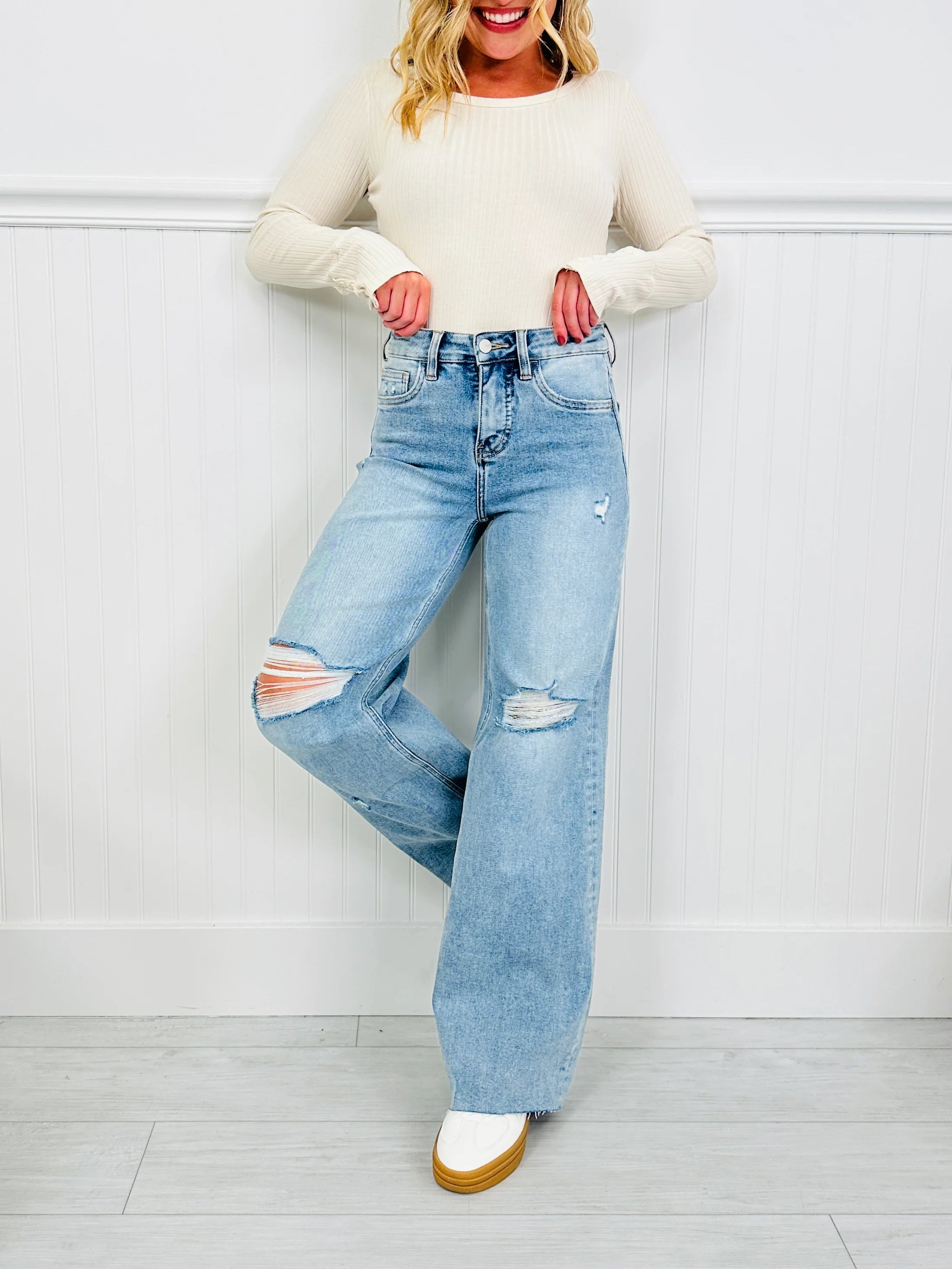 Ride the Retro Wide Leg Retro Tummy Control Jeans