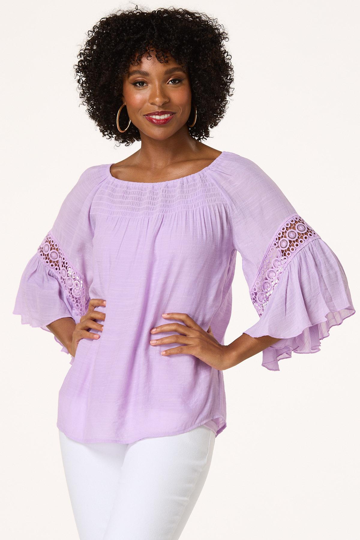 Smocked Crochet Sleeve Top