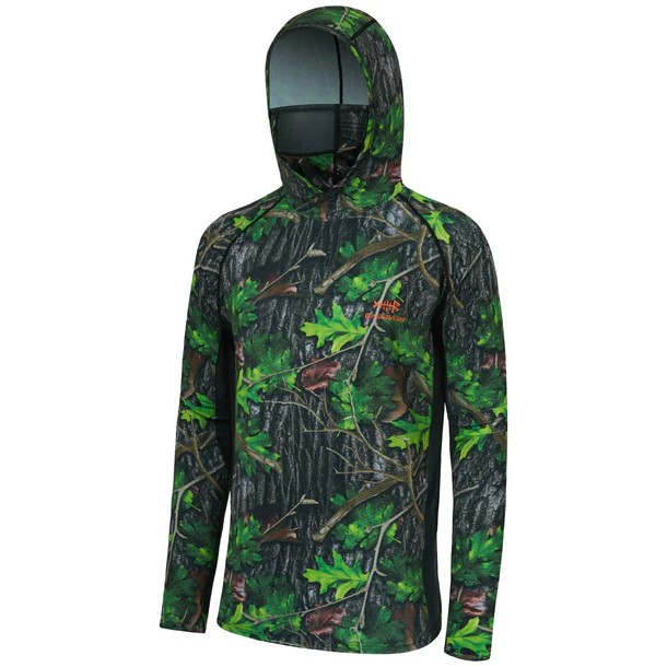 UPF 50+ Long Sleeve Camo Hoodie for Hunting with Mask
