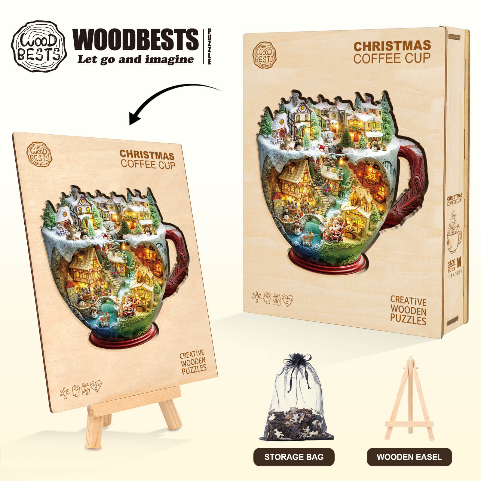 Christmas coffee cup Wooden Jigsaw Puzzle