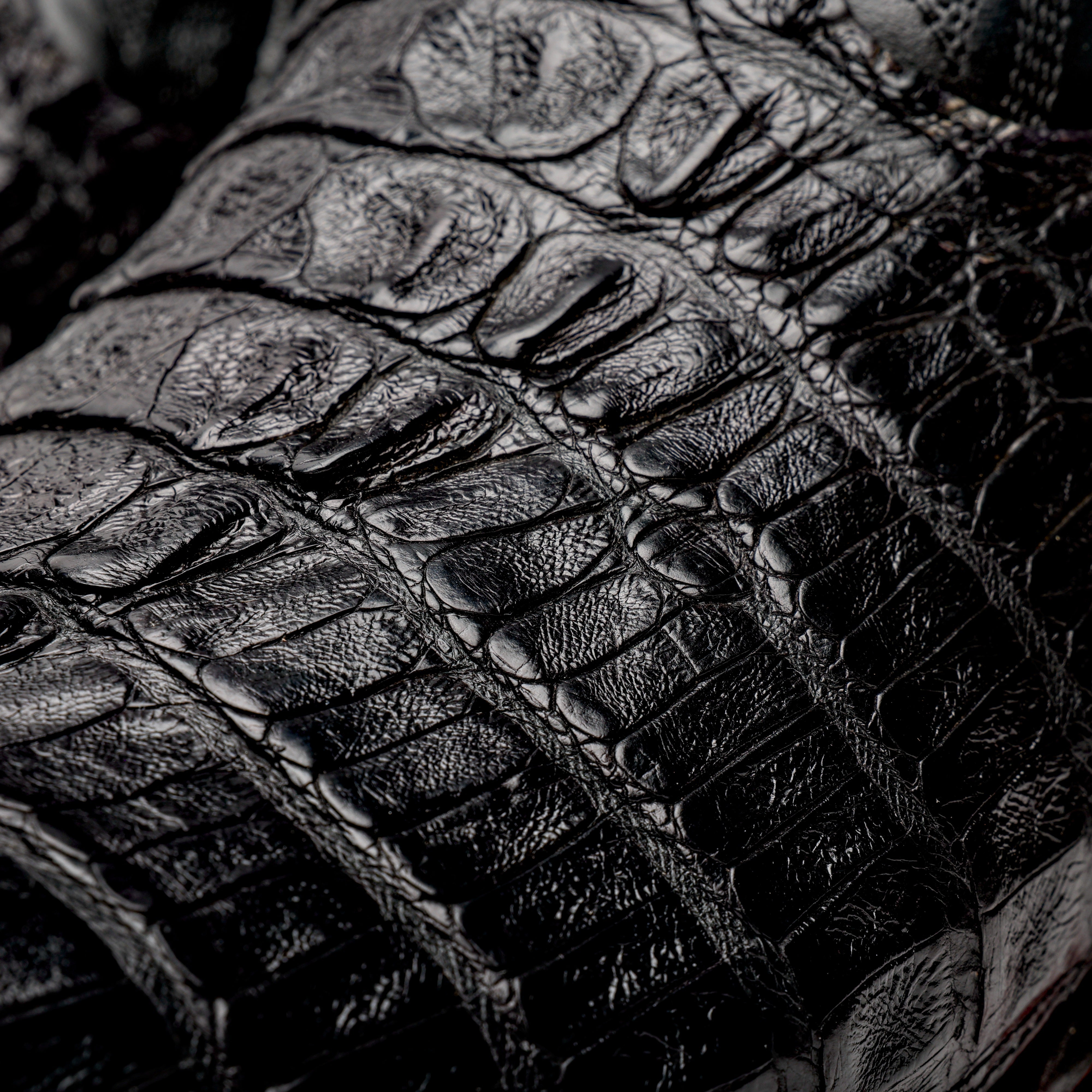 Black GENUINE Caiman Tail Boots - French Toe