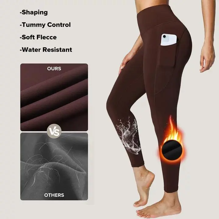 Women's High Waisted Thermal Waterproof Tummy Control Leggings