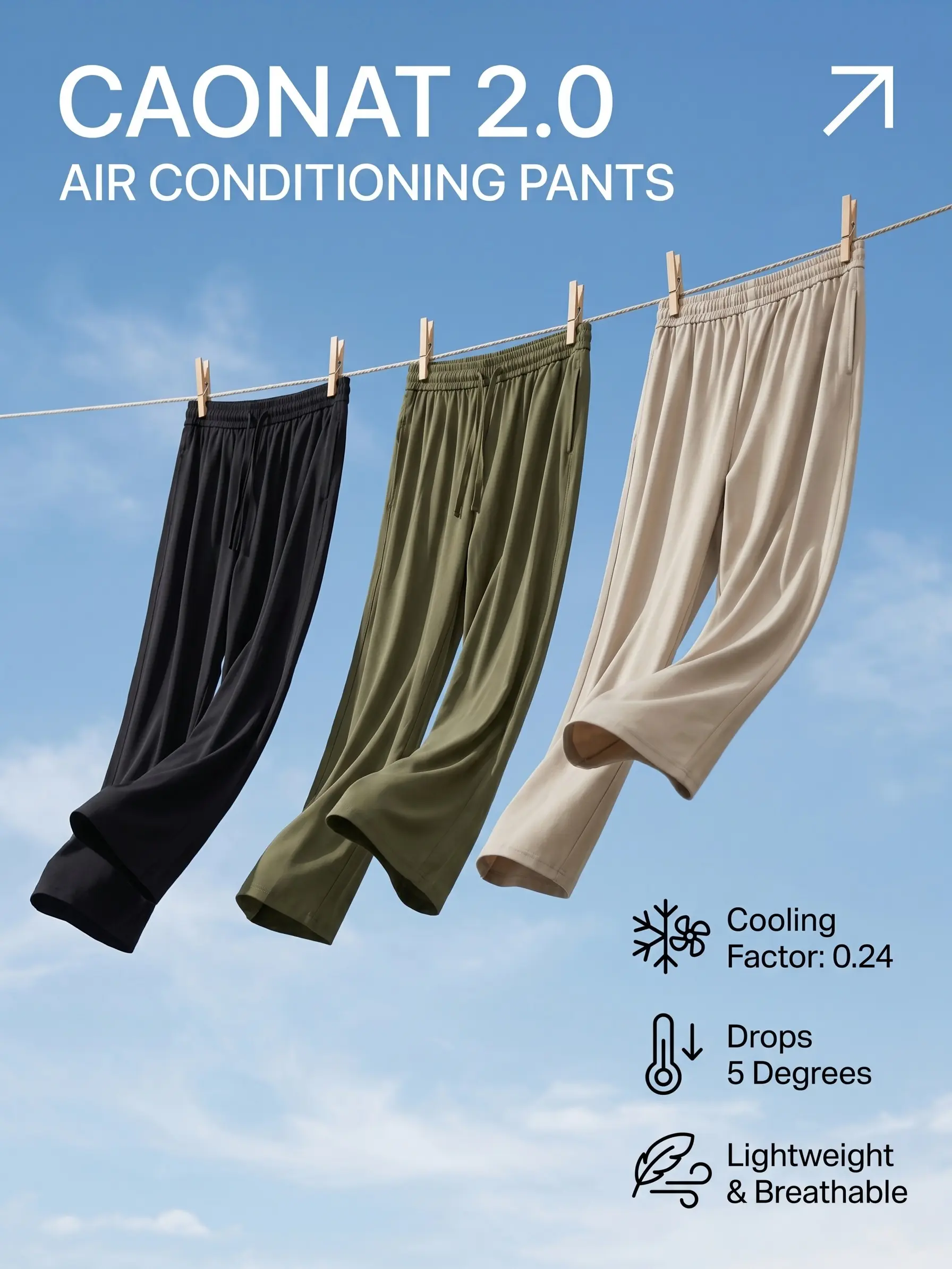 air conditioning pants, Ice Cooling Straight Pants, Unisex Lightweight Breathable Stretch Basic Plain All-Seasons Summer Casual Trousers