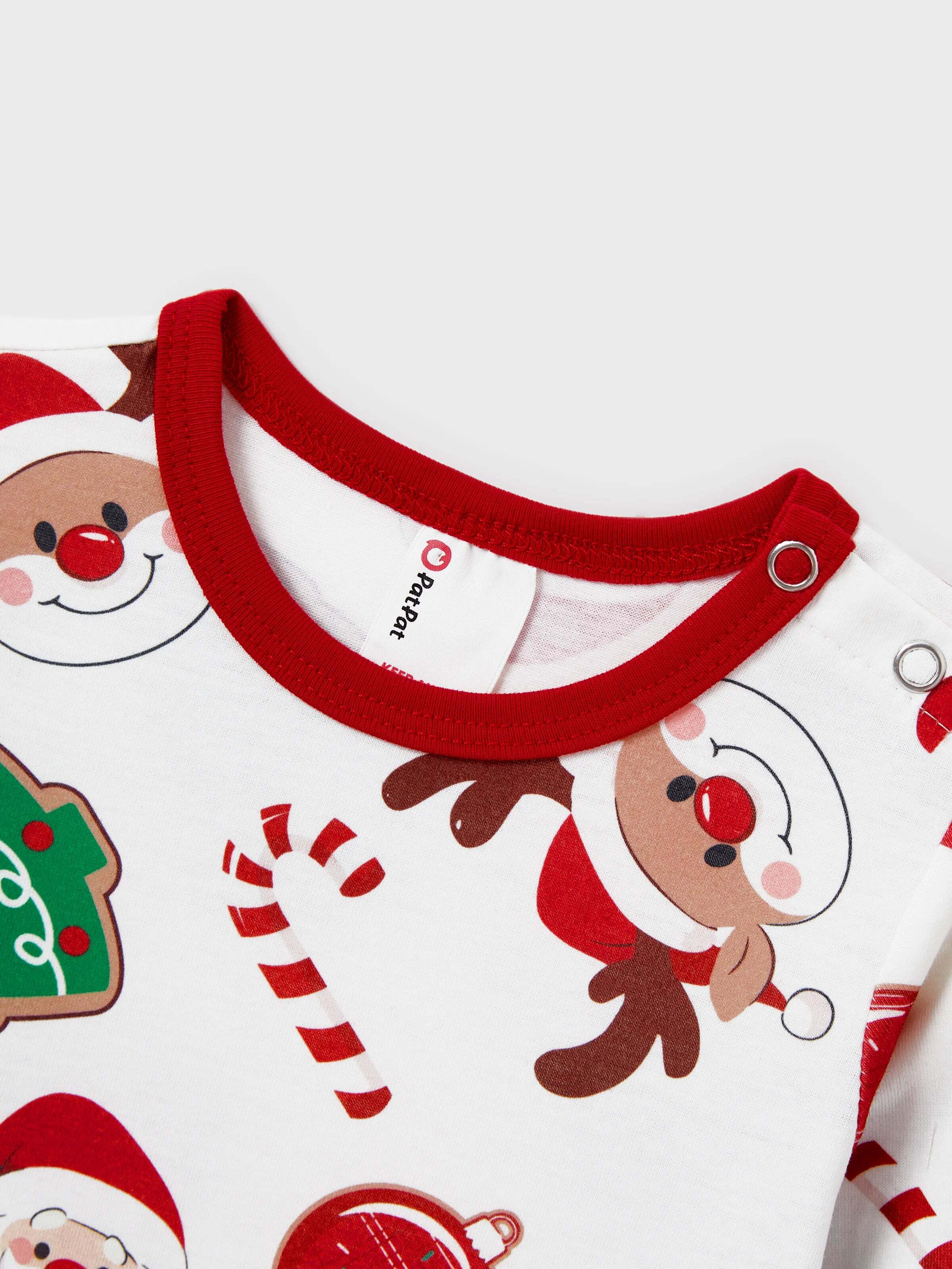 Christmas Matching Family Pajamas Set Glow In The Dark Santa Claus Christmas-themed Print PJS with Christmas Socks Color block