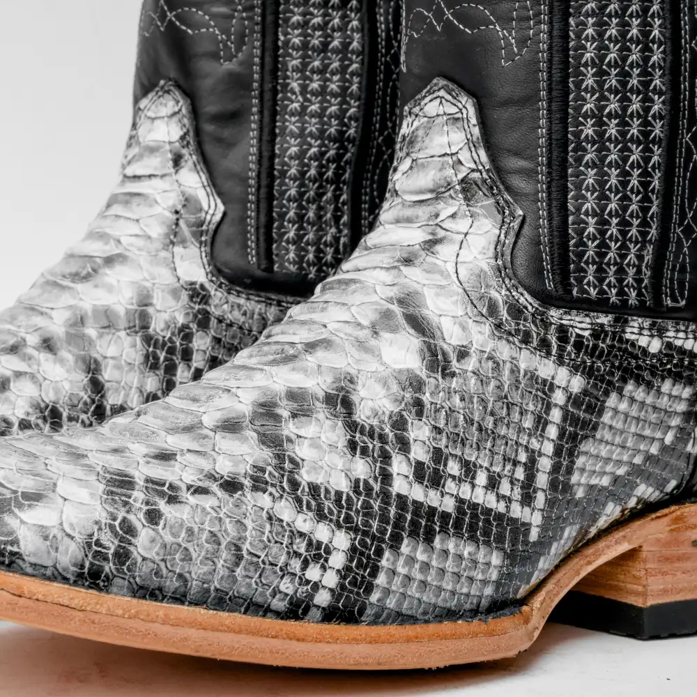 Natural Python Leather Boots - Square Toe