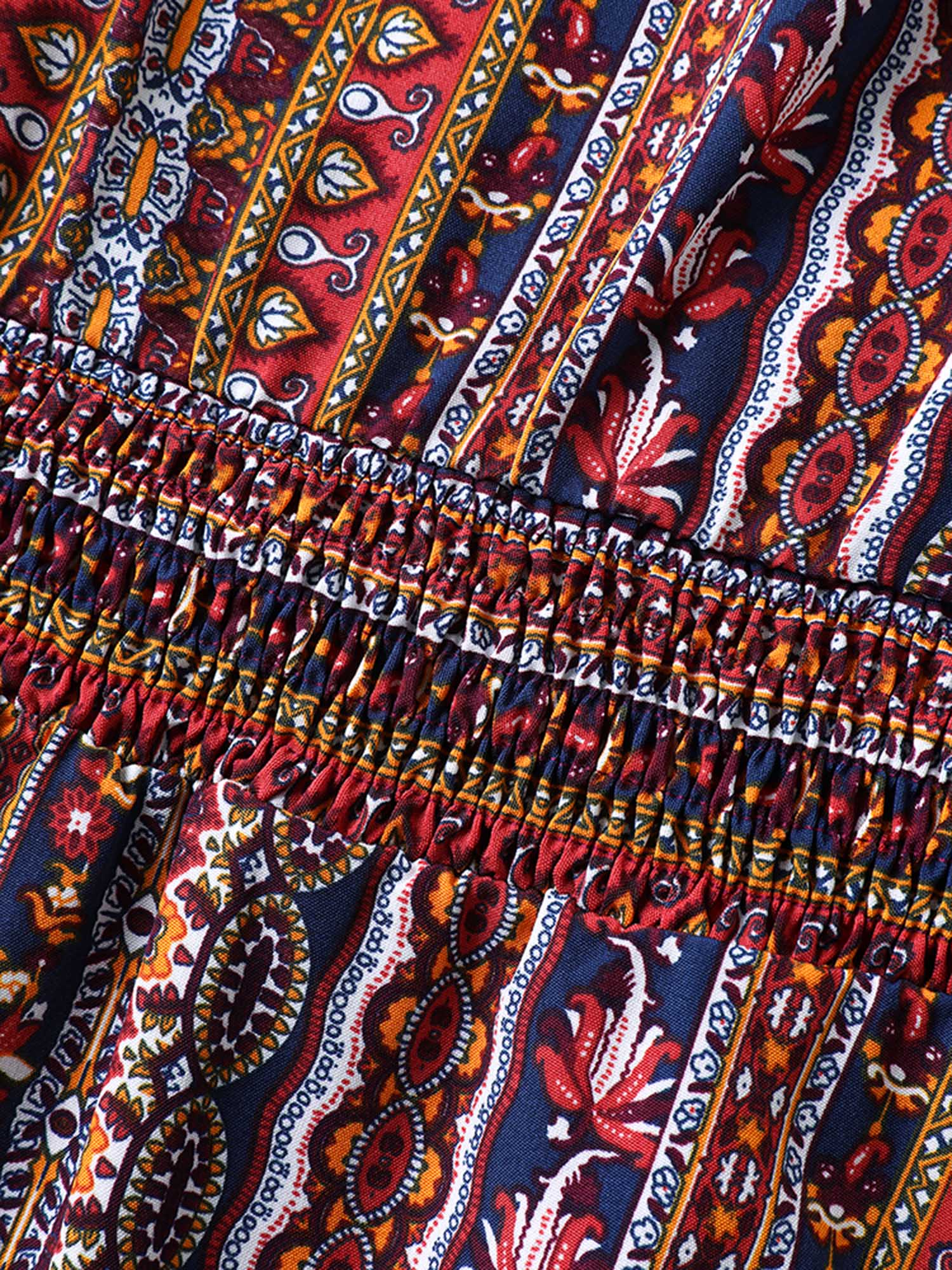 Sunny Stripes Pockets Shirred Midi Dress