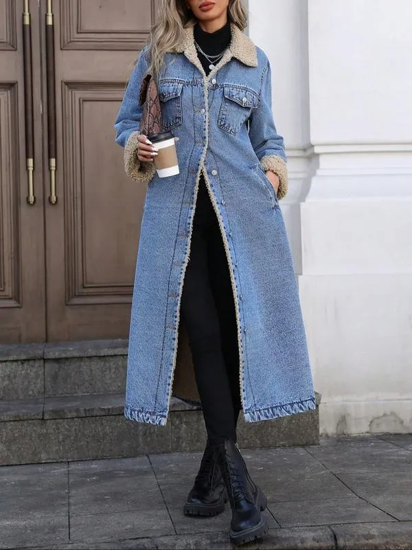 Women's Casual Denim Long Coat