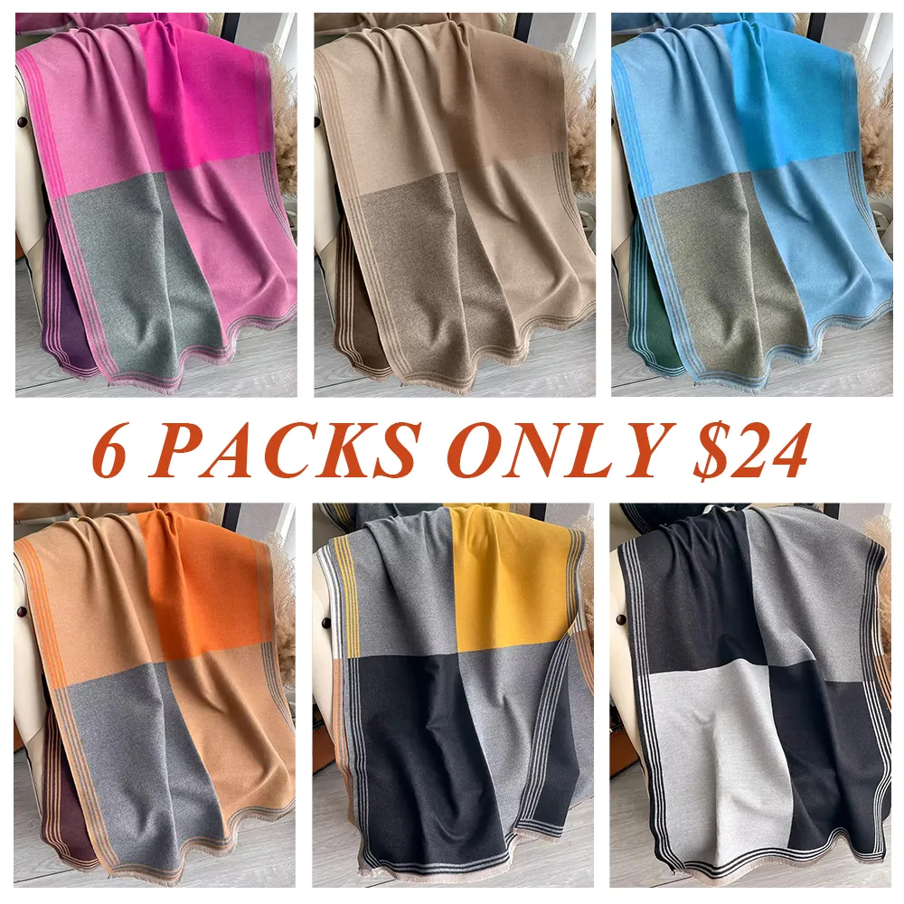 Women's Colorblock Tassel Decor Scarf