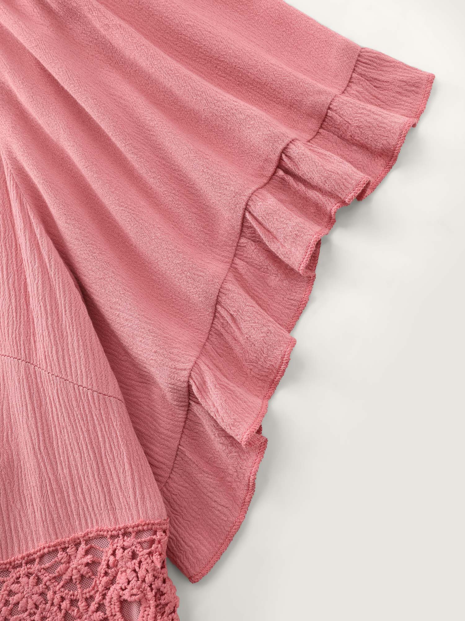 Lace Trim V-Neckline Tiered Maxi Dress