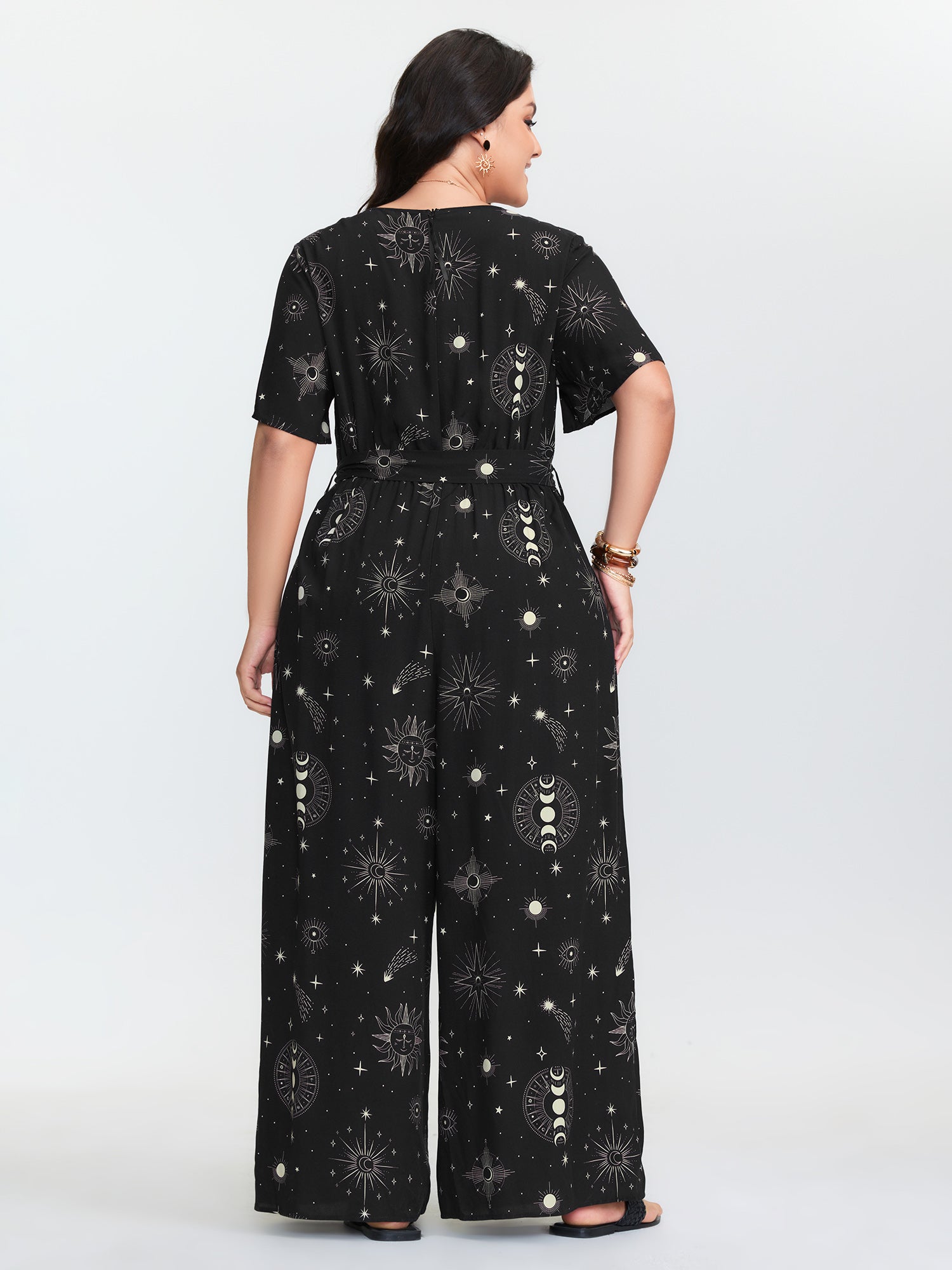Supersoft Celestial Print Waist-Tie Jumpsuit