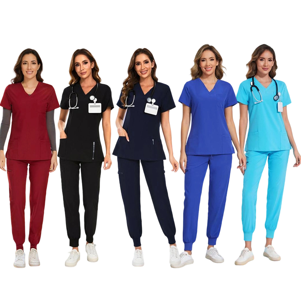 Set for Women - Stretch V-Neck Scrub Top & Jogger Pant with 8 Pockets COZY SCRUBS