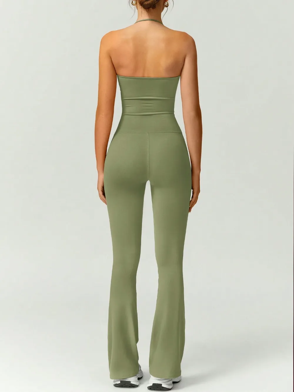 Women's Halter Neck Bodycon Flared Leg Jumpsuit