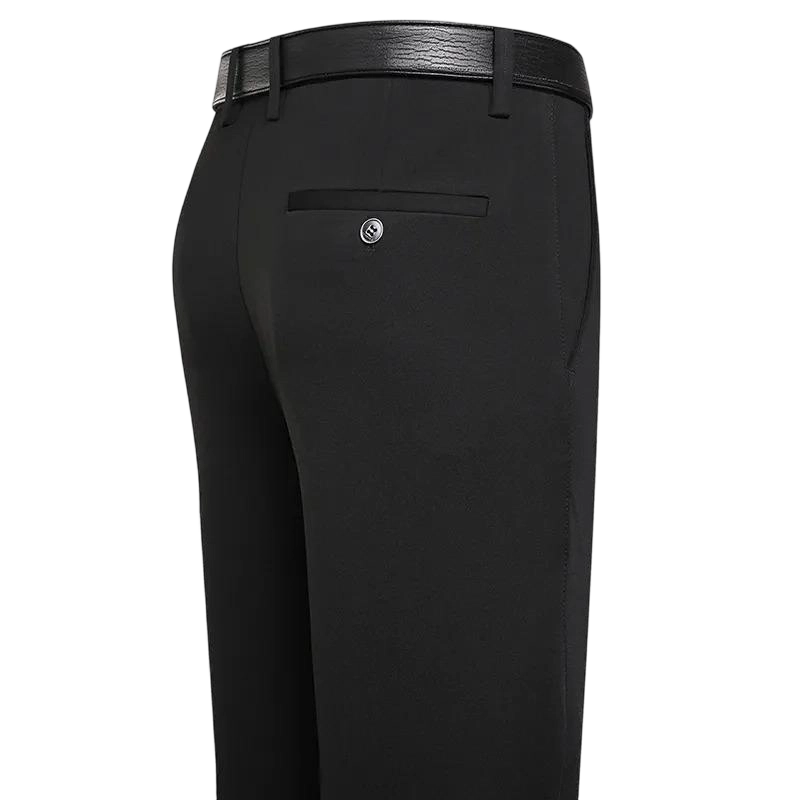 Men's Business Casual Trousers Formal Dress Straight Pants Elastic Black Navy Blue Plain Menswear Gamis