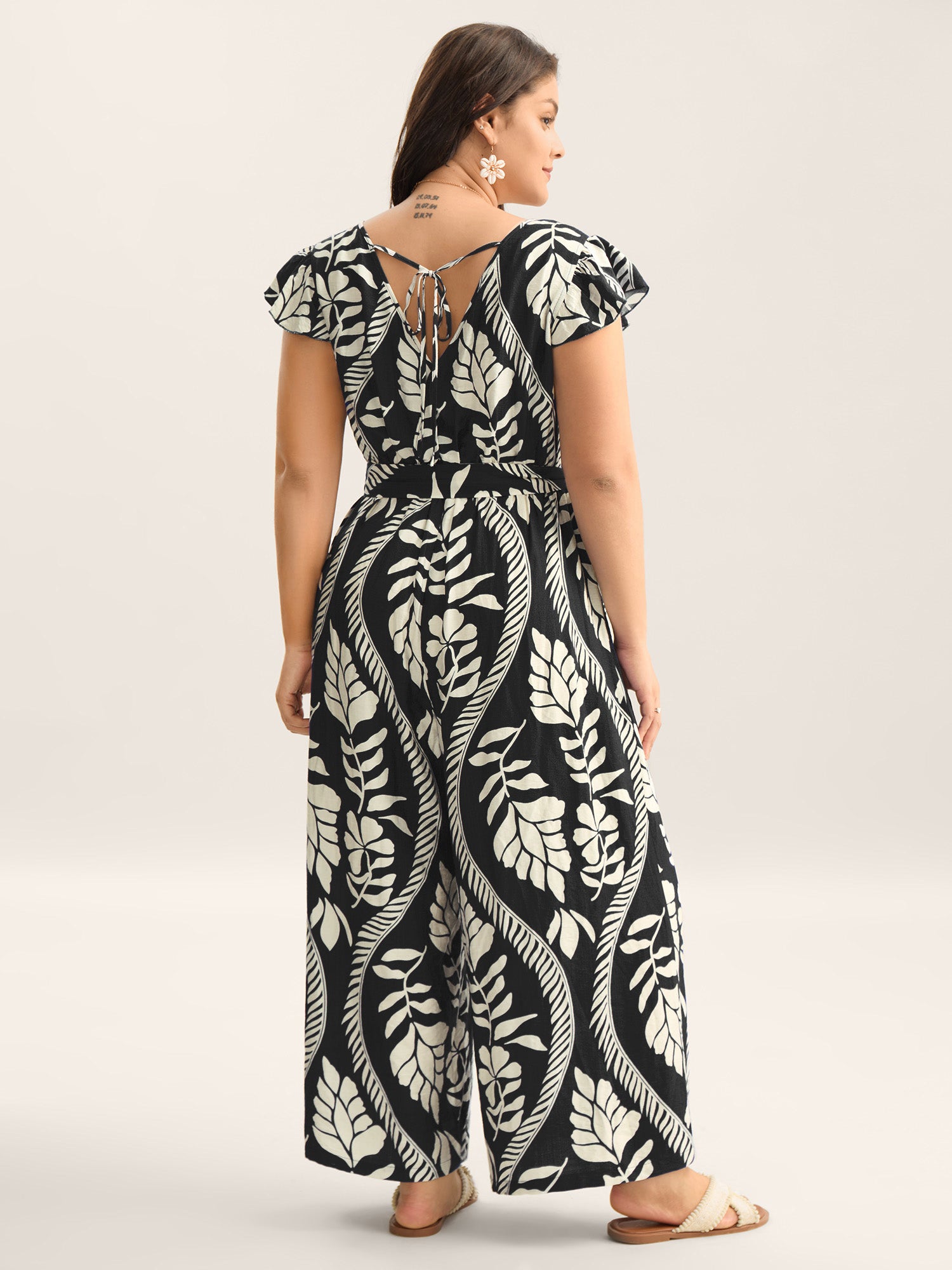 Large Floral Print Pockets Jumpsuit