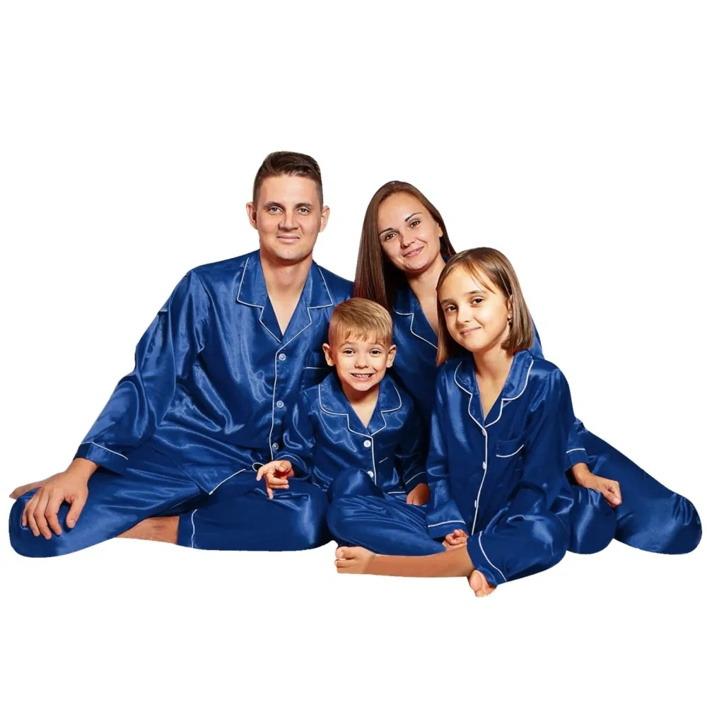 Family Matching Solid Color Silk Pajamas