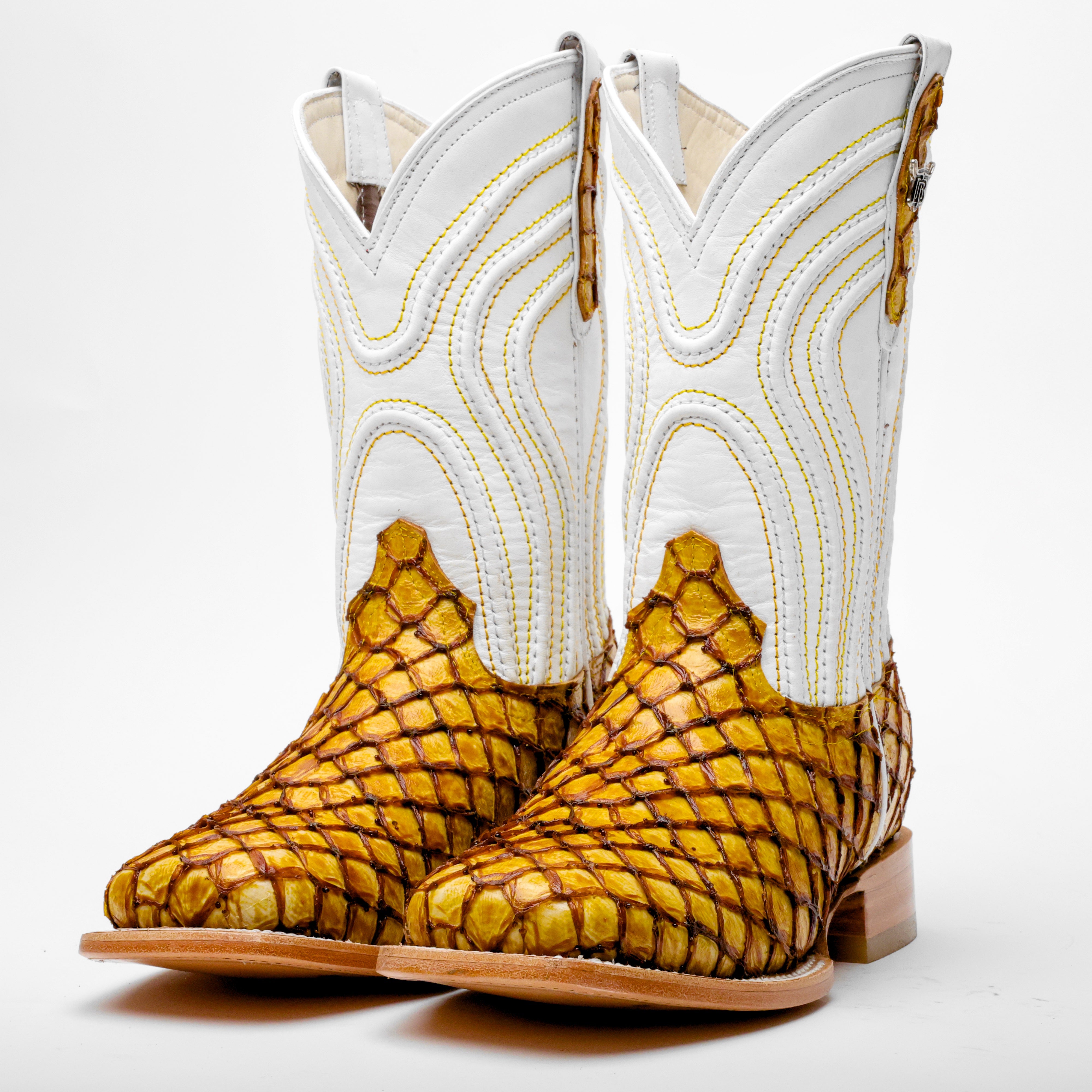 Butter Mini Pirarucu Leather Boots - Square Toe