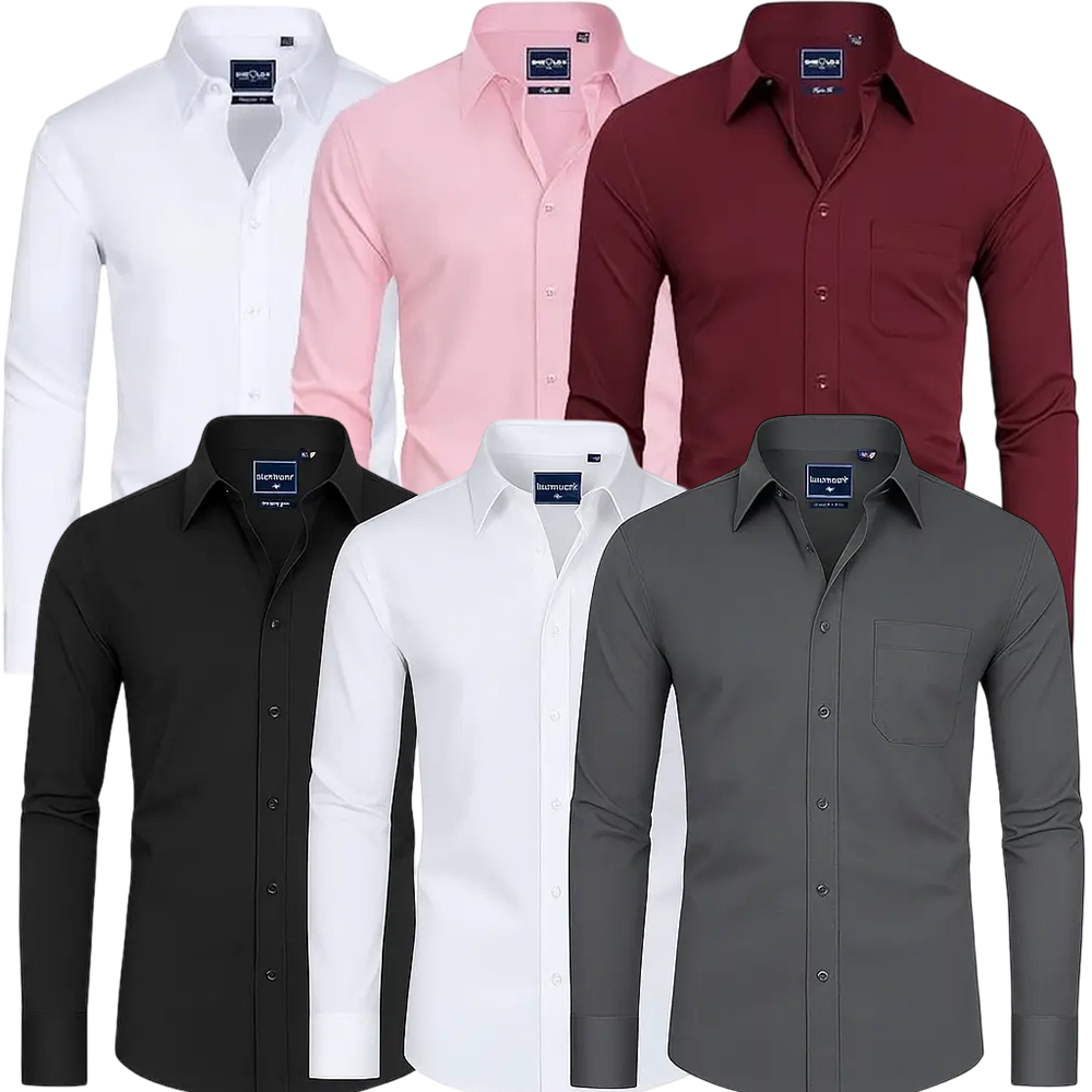 Men's Stain Sheild Business Casual Dress Shirts - Slim Fit Long Sleeve Button Down Shirt