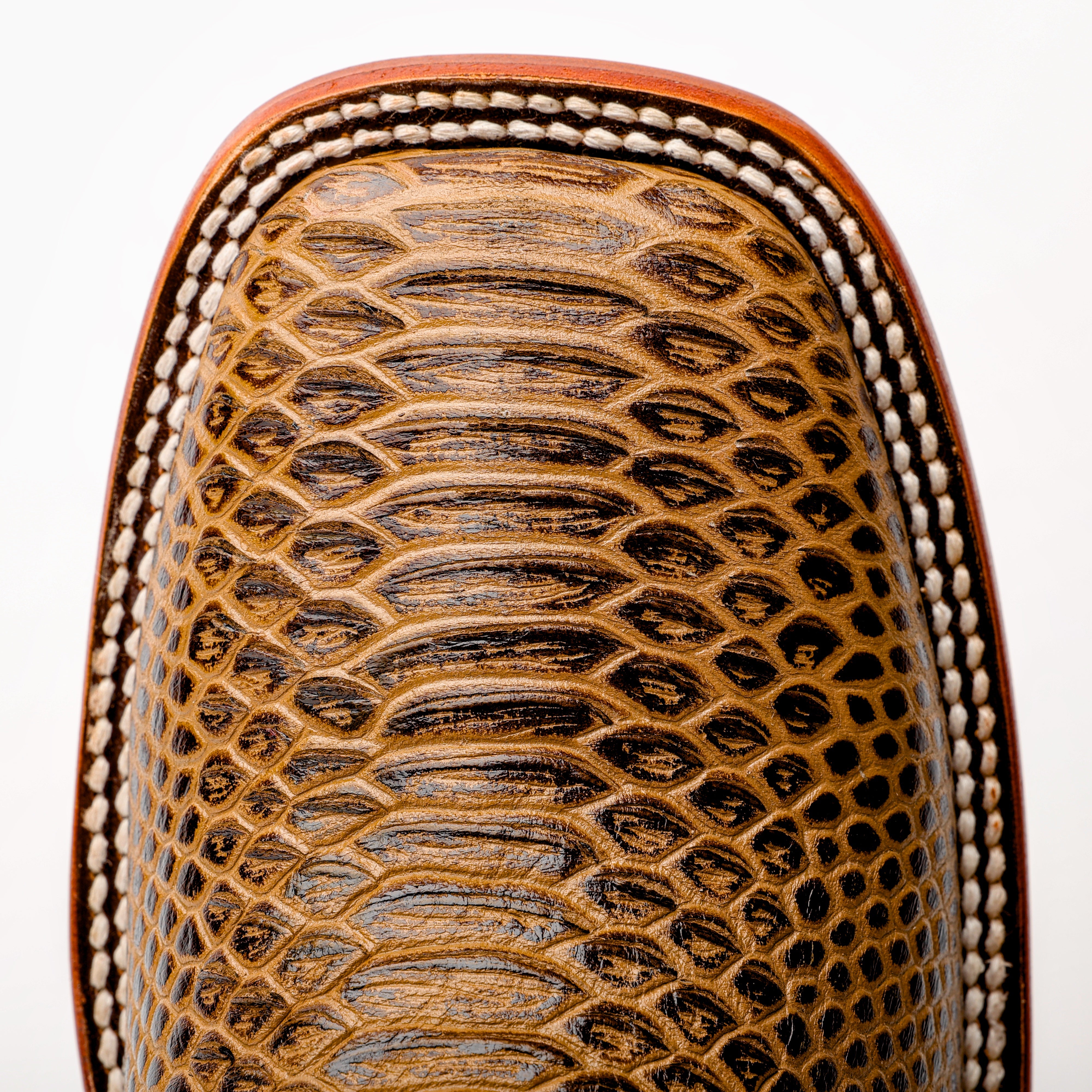 Honey Python Leather Boots - Square Toe