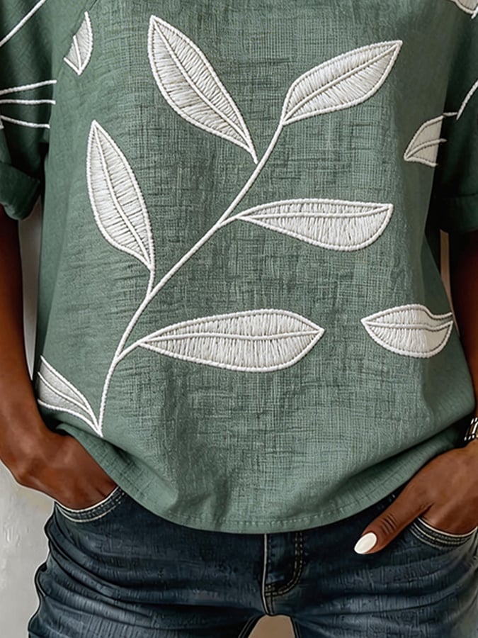 Women's Casual Round Neck Printed Short-Sleeve Top- Fast Shipping