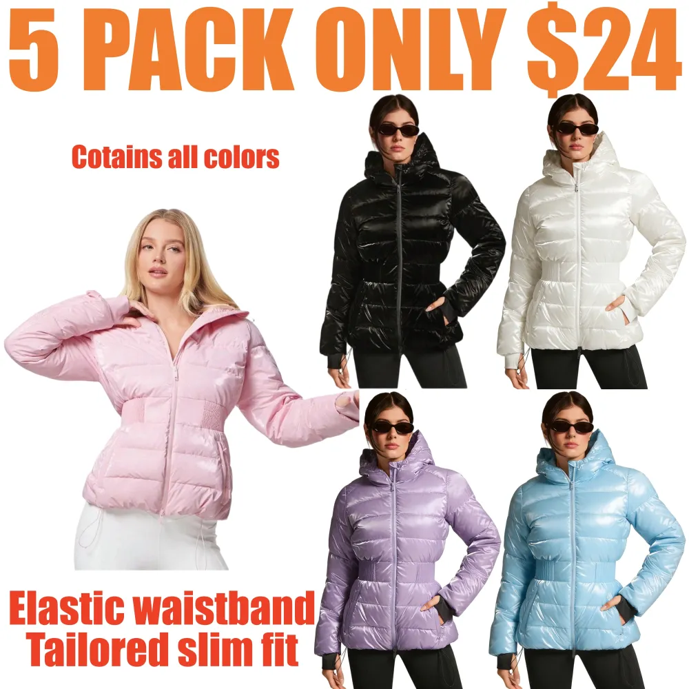 Shiny Water-Repellent Lightweight Puffer Jacket