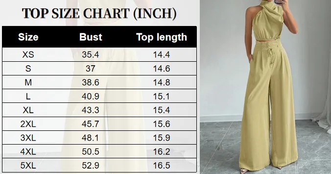 Women's Solid Color Crop Tank Top & Wide Leg Pants Two-piece Set